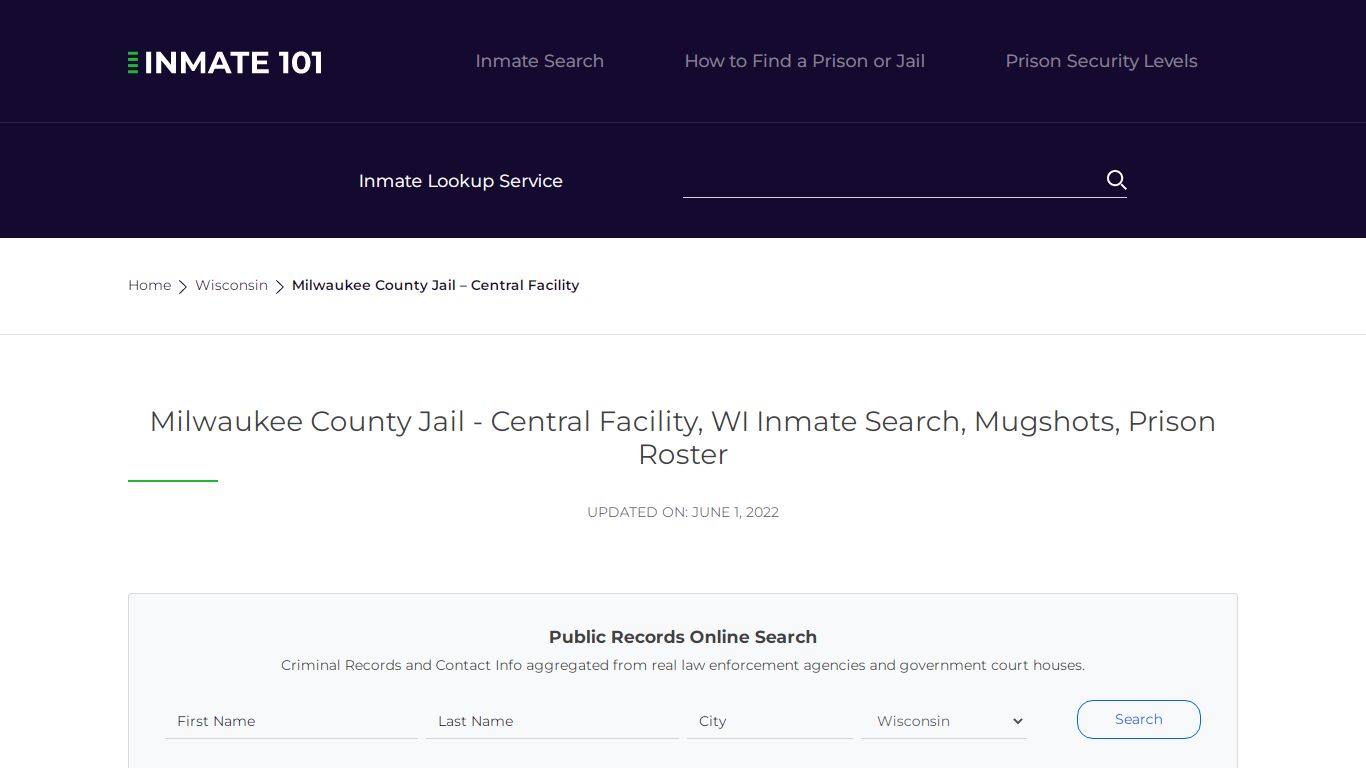 Milwaukee County Jail - Central Facility, WI Inmate Search ...